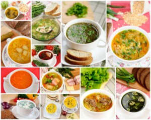 Tasty homemade soups, collage